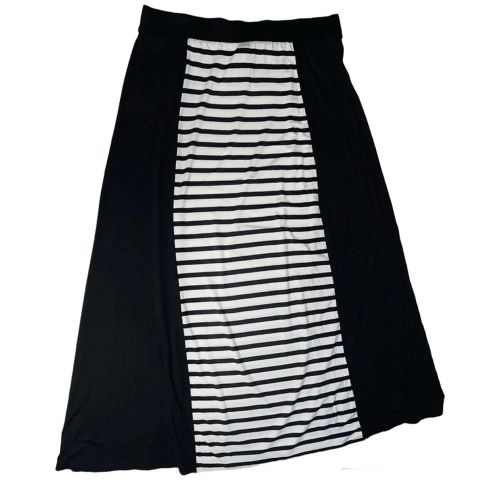 Style & Co Black & Cream A Line Knit Maxi Skirt Sz L